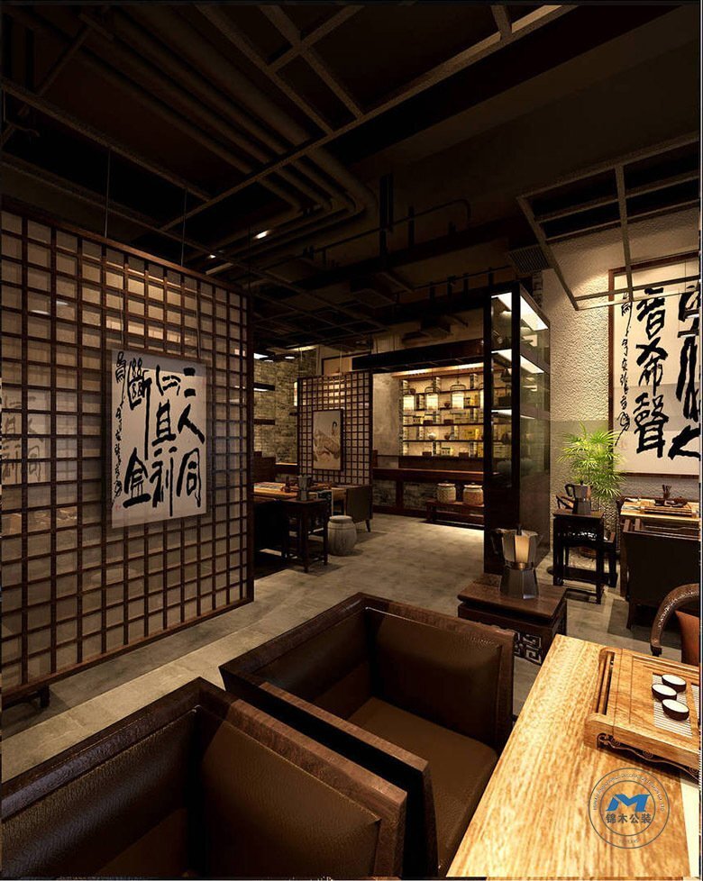 古樸中式茶樓裝修設(shè)計(jì)效果茶室隔斷