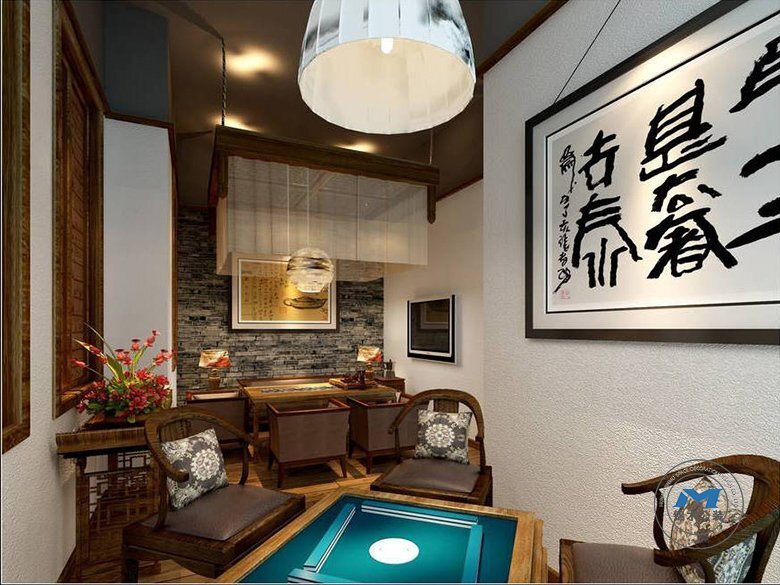 古樸中式茶樓裝修設(shè)計(jì)效果棋牌室