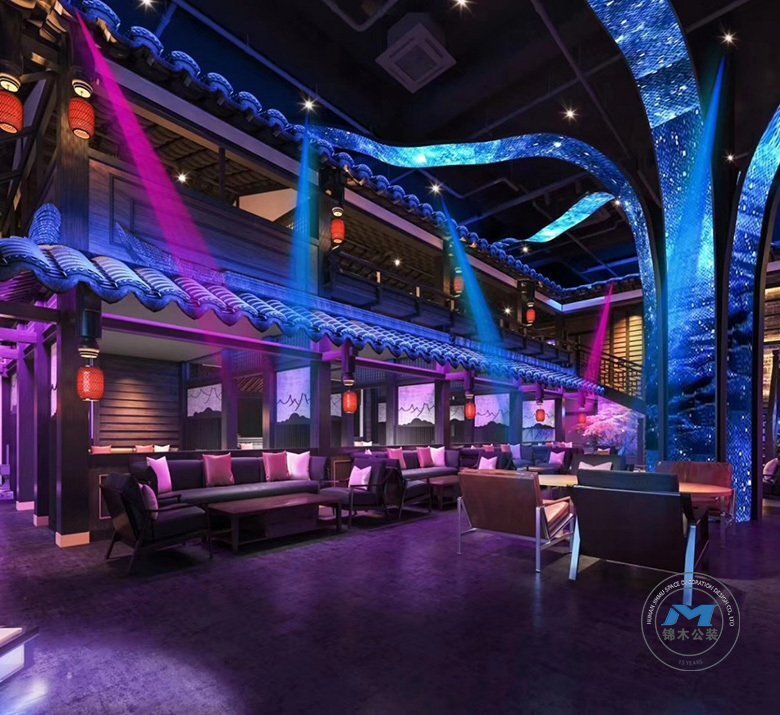 輕奢新中式酒館裝修設(shè)計(jì)效果大廳